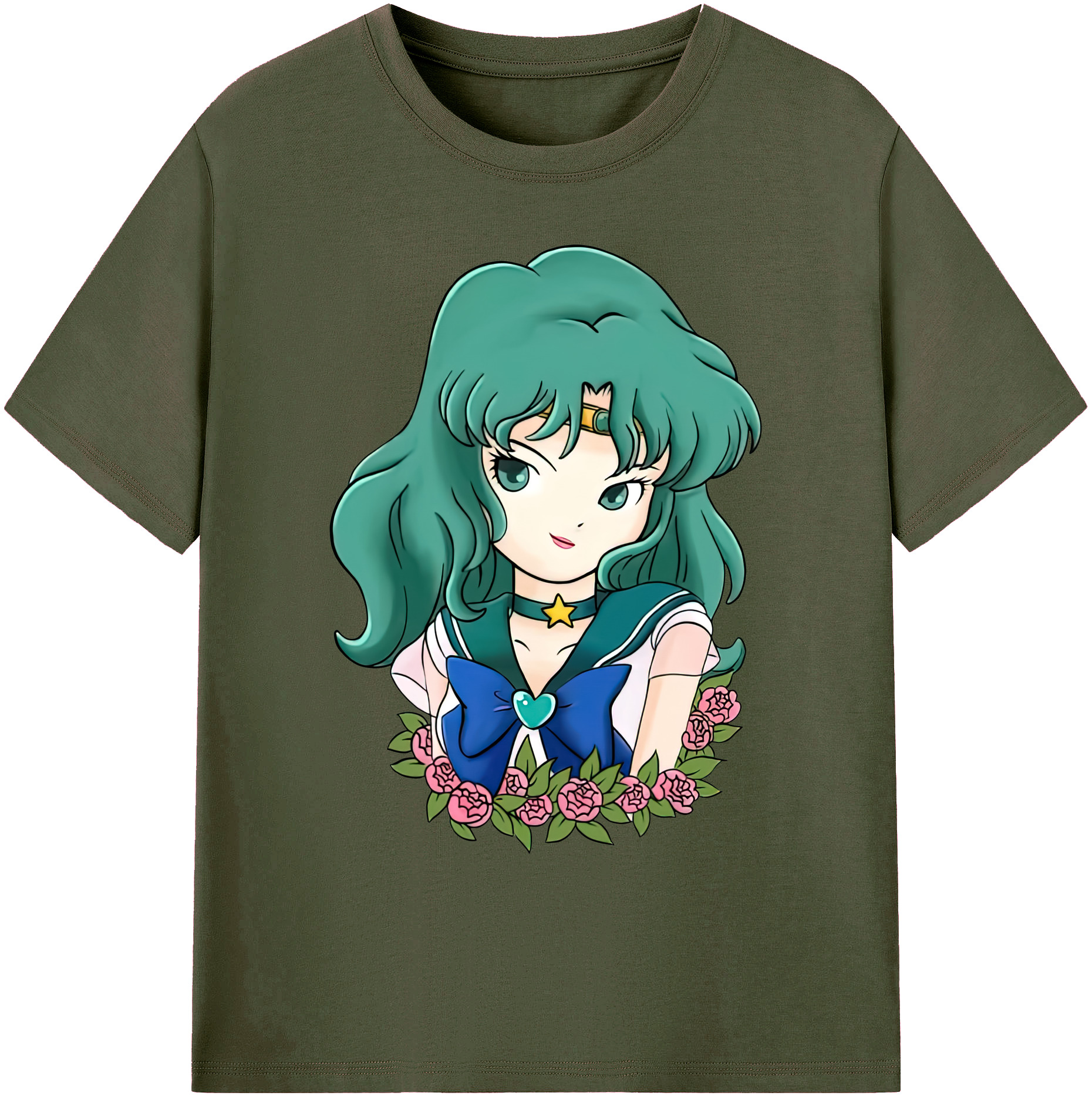 （画像用） 美少女戦士セーラームーン 海王 みちる（かいおう みちる） Sailor Moon Kaiou Michiru 綿100％ メンズ半袖Tシャツ｜肌触りやわらか＆通気性